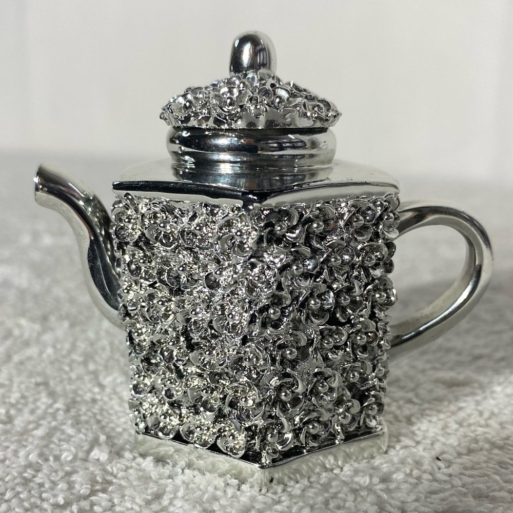 5/$35 Moda Argenti Silver Coated Decorative Hexagonal Teapot - Picture 7 of 12